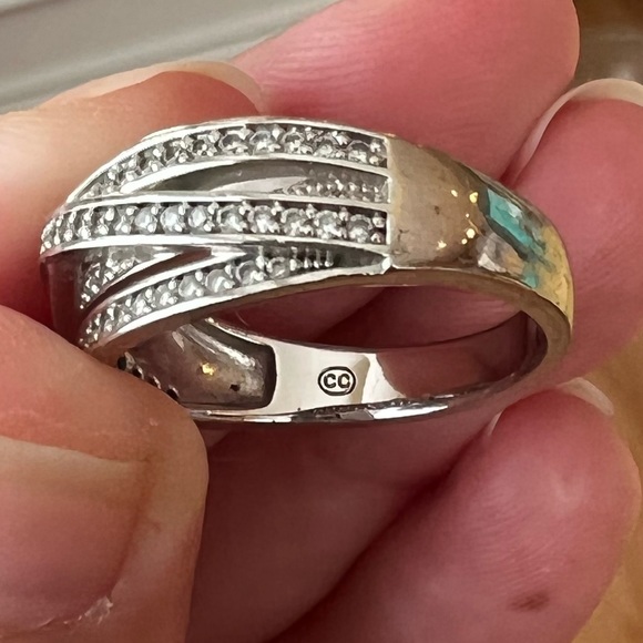 Charming Charlie rhodium silver ring size 7 CZ - Picture 3 of 9